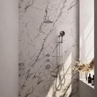 Chrome Carving thermostatische regendouche SET 21 met 20 cm douchekop en gebogen muurarm en 3-standen handdouche - thumbnail