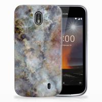 Nokia 1 | TPU | Siliconen hoesje | Marmer Grijs - thumbnail