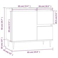 Badkamerkast 65x33x60 cm bewerkt hout grijs sonoma eikenkleurig - thumbnail