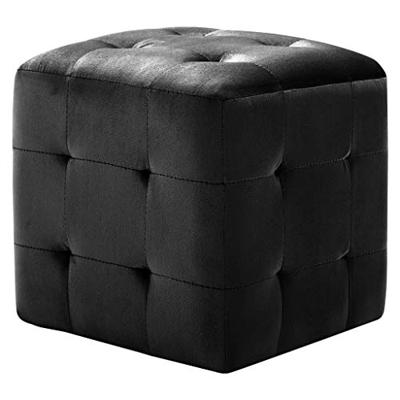 VidaXL Poef 2 st 30x30x30 cm fluweel zwart VidaXL Poef 2 st 30x30x30 cm fluweel zwart