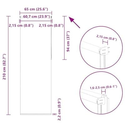 Rolgordijn verduisterend 65x210cm stofbreedte 60,7 cm polyester