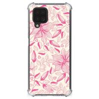 Samsung Galaxy A12 Case Pink Flowers - thumbnail