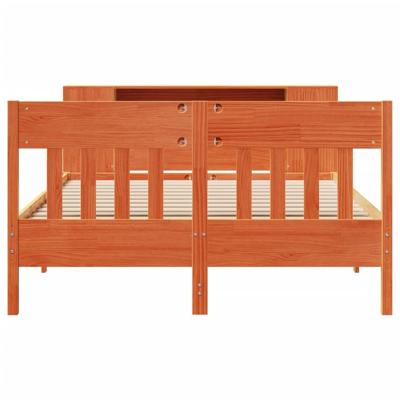 Bed met boekenkast zonder matras grenenhout wasbruin 150x200 cm - thumbnail