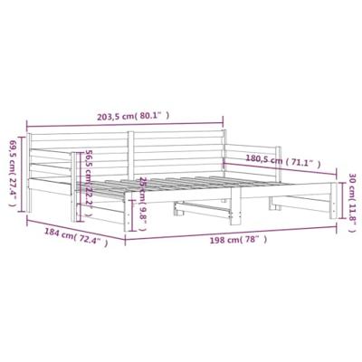 Slaapbank met onderschuifbed 90x200 cm massief grenenhout zwart