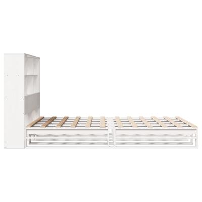 Bed met boekenkast zonder matras massief hout wit 140x200 cm - thumbnail