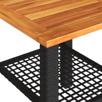 Tuintafel 40x40x42 cm poly rattan en acaciahout zwart - thumbnail