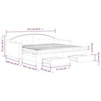 Slaapbank met onderschuifbed en lades 90x190 cm stof lichtgrijs - thumbnail