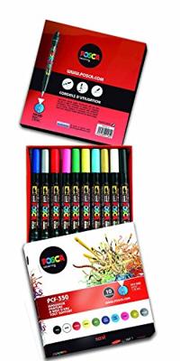 Uni POSCA paintmarker PCF-350, 1 - 10 mm, etui van 10 geassorteerde kleuren