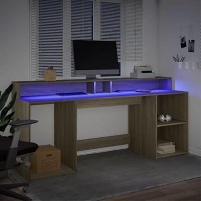 Bureau met LED-verlichting 200x55x91 cm hout sonoma eikenkleur