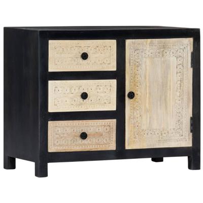 VidaXL Bijzetkast handgesneden 75x35x60 cm massief mangohout grijs