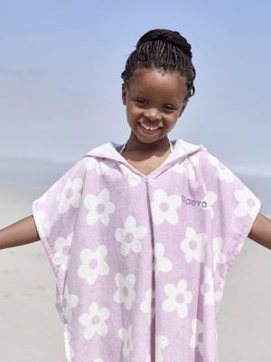 Gepersonaliseerde bad-/strandponcho voor kinderen, met gerecycled katoen lila