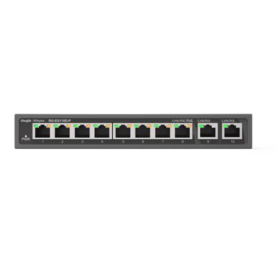 Rouijie Networks RG-ES110D-P 8-poorts 100Mbps met 2 Uplink-poort Onbeheerde desktopswitch
