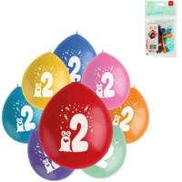 Folat ballonnen party pop monsters cijfer 2 kleurmix 23 cm 8 stuks | 24 stuks - thumbnail