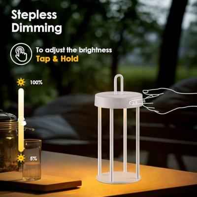 Draadloze Oplaadbare LED Tafellamp - Binnen & Buiten - Dimbaar - ø12.8 x 28.4 cm - Warmwit licht - 3000mAh - White