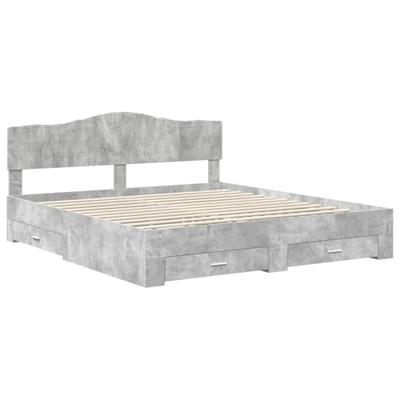 Bedframe met hoofdeinde Beton Grijs 180 x 200 cm Bewerkt hout