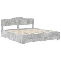 Bedframe met hoofdeinde Beton Grijs 200 x 200 cm Bewerkt hout - thumbnail