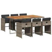 7-delige Tuinset met kussens poly rattan grijs - thumbnail