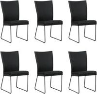 Set van 6 Zwarte leren industriële eetkamerstoelen Mate - Toledo Leer Nero (zwart leer) - thumbnail