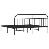 Bedframe met hoofdbord metaal zwart 193x203 cm - thumbnail