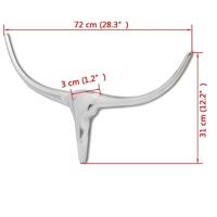 Stierenkop voor aan de muur aluminium 72 cm zilverkleurig - thumbnail