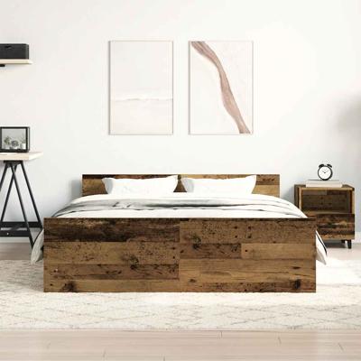 Bedframe zonder matras bewerkt 135x190 cm bewerkt hout oud