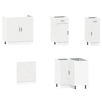 11-delige Keukenkastenset Porto bewerkt hout wit - thumbnail