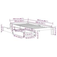 Bedframe met lades massief grenenhout wit 100x200 cm - thumbnail