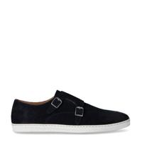 Manfield suède gespschoenen donkerblauw - thumbnail