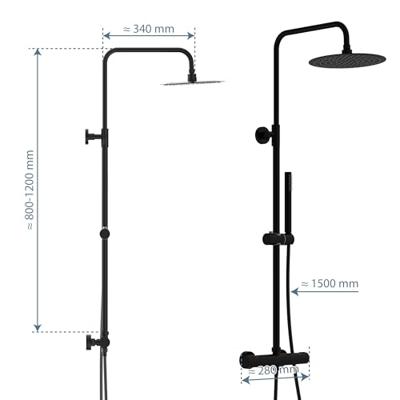 Schütte AQUADUCT Hoofddouche-Set | Thermostatische mengkraan | Mat zwart - 60074