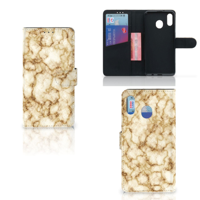Samsung Galaxy M20 Bookcase Marmer Goud - thumbnail