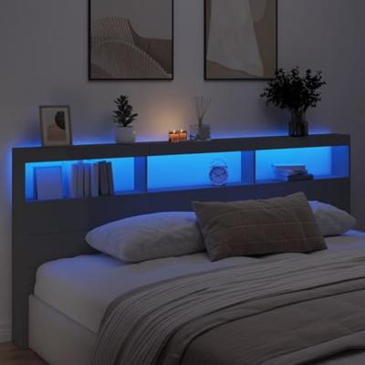 Hoofdbordkast met LED-verlichting 220x17x102 cm zwart Hoofdbordkast met LED-verlichting 220x17x102 cm zwart
