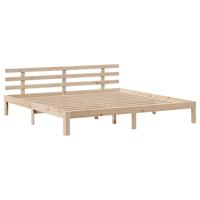 Bed met boekenkast zonder matras massief grenenhout 200x200 cm - thumbnail