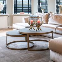 Richmond Salontafel 'Bloomingville' Segrijn / Mat goud, Set van 2 stuks - thumbnail