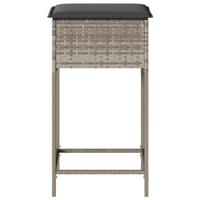 Tuinbarkrukken met kussens 2 st poly rattan lichtgrijs - thumbnail