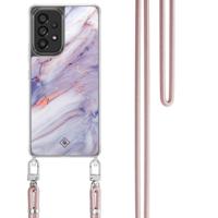 Samsung Galaxy A53 hoesje met rosegoud koord - Marmer paars - thumbnail