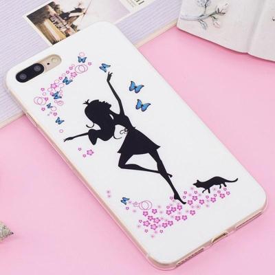 For iPhone 8 Plus & 7 Plus Noctilucent IMD Dancing Girl Pattern Soft TPU Back Case Protector Cover