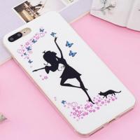 For iPhone 8 Plus & 7 Plus Noctilucent IMD Dancing Girl Pattern Soft TPU Back Case Protector Cover - thumbnail