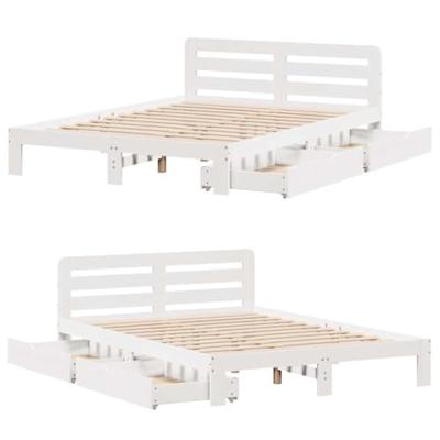 Bedframe zonder matras massief grenenhout wit 140x190 cm