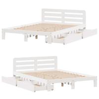 Bedframe zonder matras massief grenenhout wit 140x190 cm - thumbnail