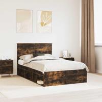 Bedframe met lade Gerookt eiken 135 x 190 cm Massief grenenhout - thumbnail