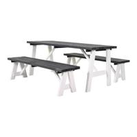 Rodeo houten picknicktafel wit/grijs - thumbnail