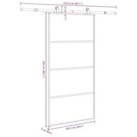 Schuifdeur met beslag 102,5x205 cm ESG-glas en aluminium - thumbnail