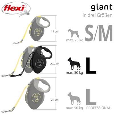FLEXI Giant Band Black Edition - automatische hondenriem - 8 m