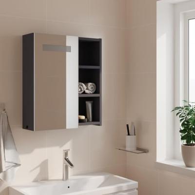 Badkamerkast met spiegel en LED 45x13x52 cm grijs
