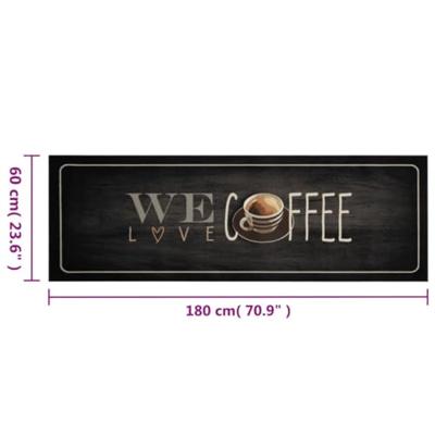 Keukenmat wasbaar koffietekst 60x180 cm fluweel
