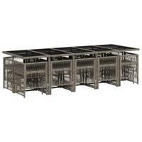 15-delige Tuinset met kussens poly rattan grijs - thumbnail