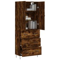 Hoge kast 69,5x34x180 cm bewerkt hout gerookt eikenkleurig - thumbnail