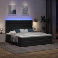 Ottoman bed met matrassen en LED's 160x200cm fluweel zwart - thumbnail