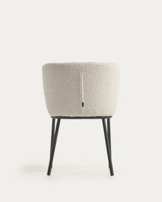 Kave Home Eetkamerstoel 'Ciselia' Bouclé, kleur Wit Kave Home Eetkamerstoel 'Ciselia' Bouclé, kleur Wit