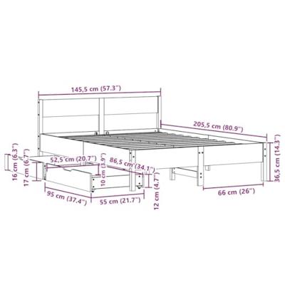 Bedframe zonder matras massief grenenhout 140x200 cm